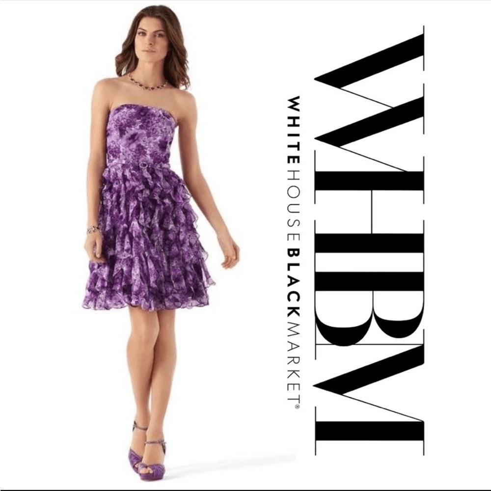 White House Black Market Purple‎ Floral Patterned Dress